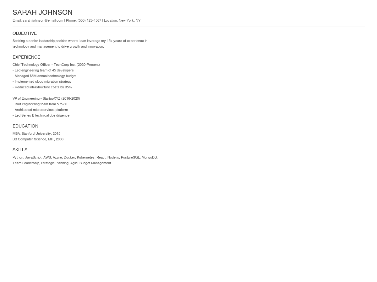 Before: Executive Resume Package