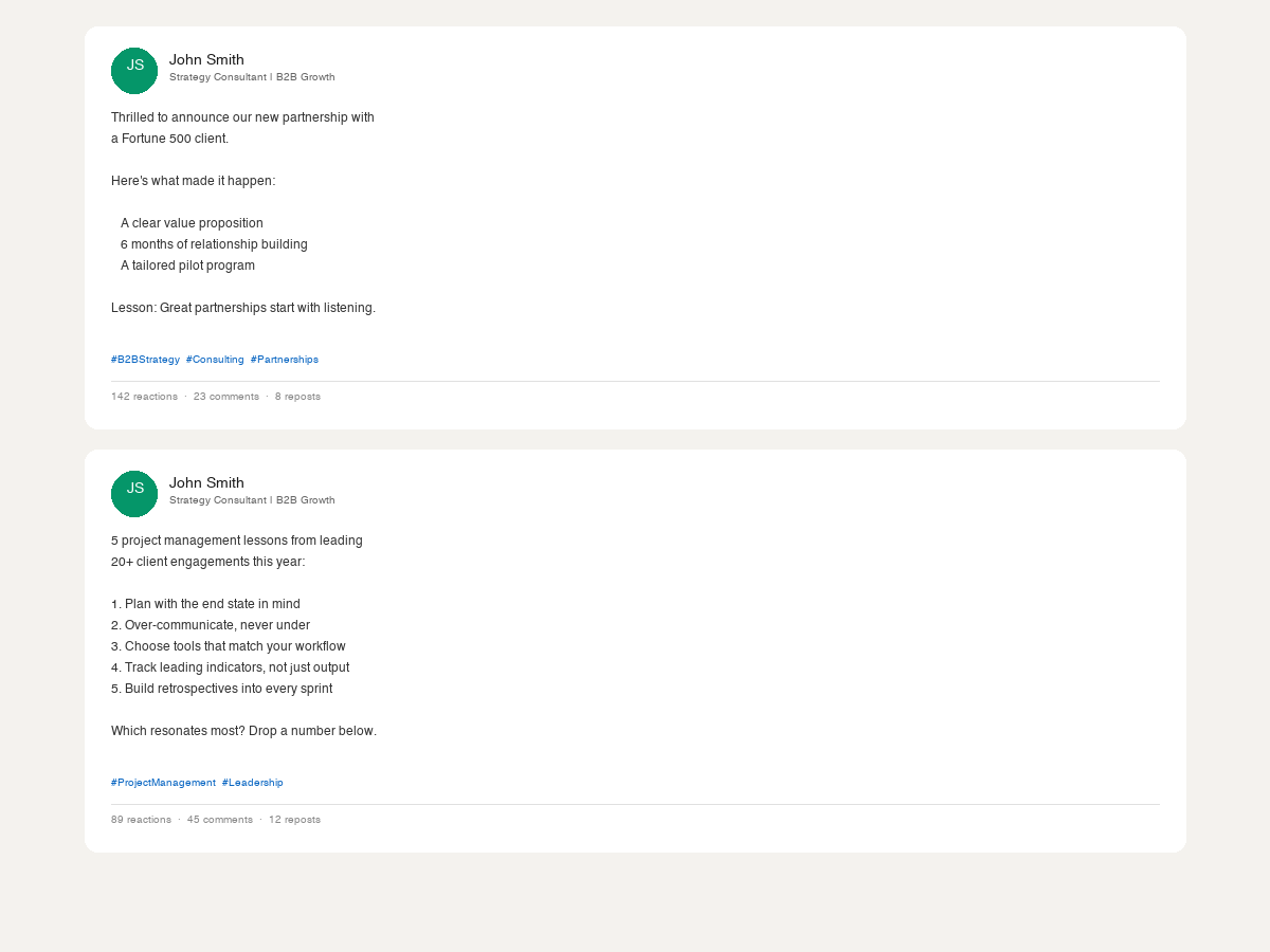 After: LinkedIn Content Series